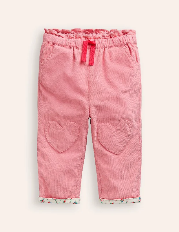 Cord Trousers-Almond Pink Trousers Velvet Soft