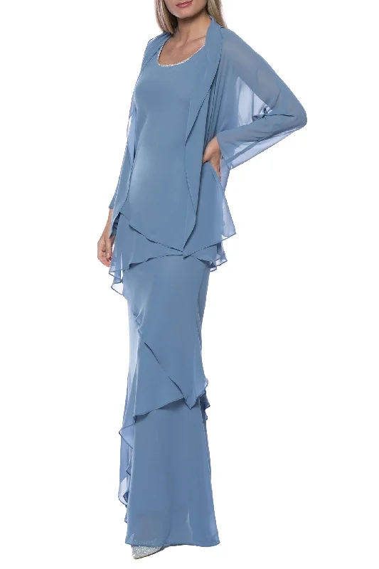 Marina Tiered Solid Chiffon Dress with Matching Jacket Set Hooded Jacket Caped Jacket Shawl Collar Jacket Marina Tiered Solid Chiffon Dress with Matching Jacket Set Hooded Jacket Caped Jacket Shawl Collar Jacket