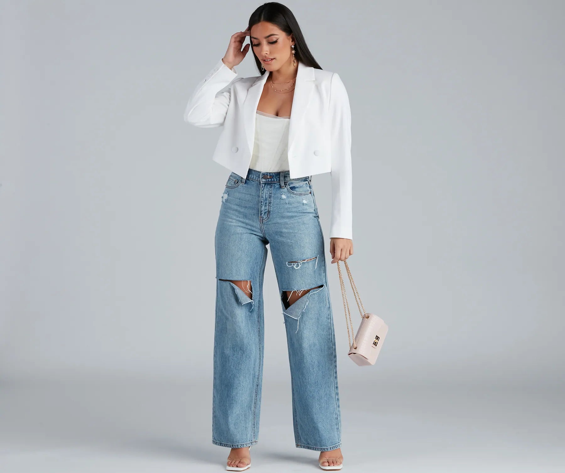 So Polished Cropped Blazer Women's Trendy Jacket