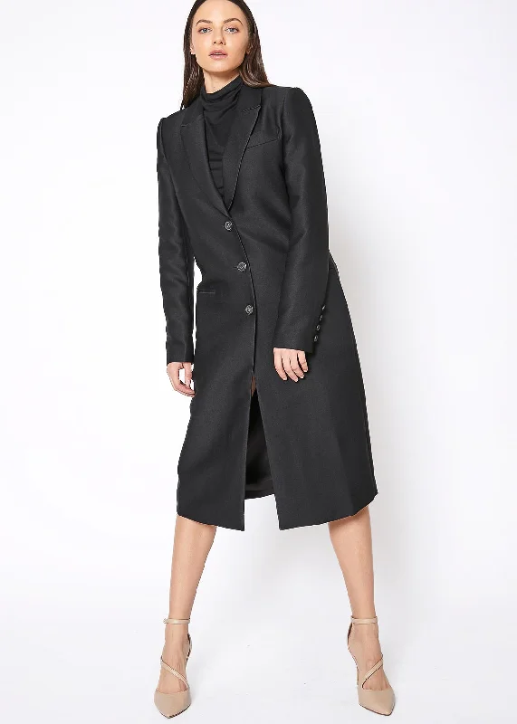 Women's Button Down Longline Blazer In Black Women's Travel Jacket