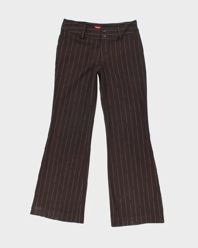 Vintage Y2k 00s Esprit Brown Pin Stripe Trousers - S Trousers Flared Retro