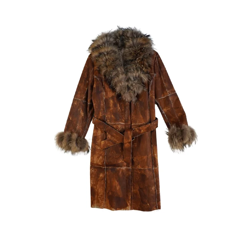 Robrik Rabbit Fur & Leather Coat - Women's 44 empire Basque Peplum