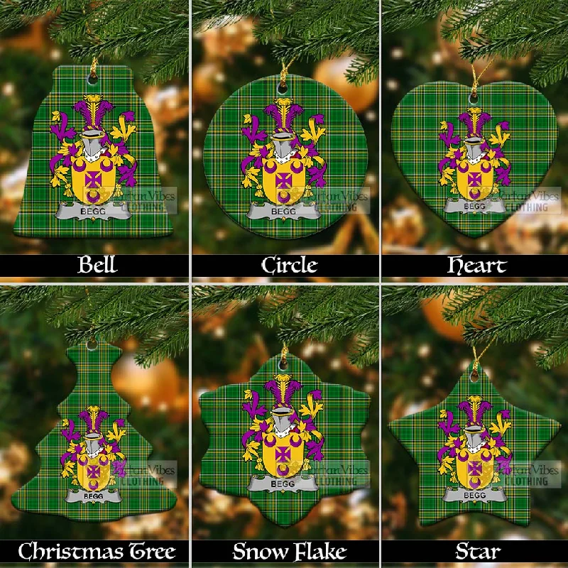 Begg Irish Clan Tartan Christmas Ceramic Ornament with Coat of Arms Wool Cashmere Tweed Begg Irish Clan Tartan Christmas Ceramic Ornament with Coat of Arms Wool Cashmere Tweed