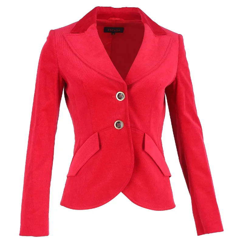Escada Single-Breasted Blazer in Red Wool Women's Handmade Blazer