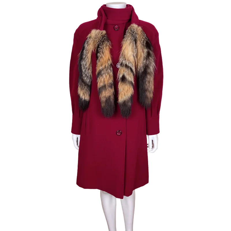 Vintage 1970s Ladies Coat Red Wool Blend Sterling Stall Sz M Houndstooth Jacket Shearling Jacket Fleece Jacket