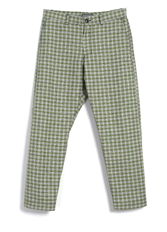 TYGE | Wide Cut Cropped Trousers | Sashiko Green Trousers Print Floral