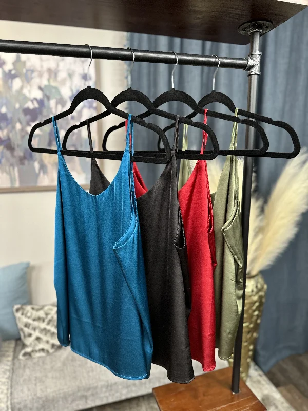 Certainly Satin Women's Spaghetti Strap Tank Top high neck tank