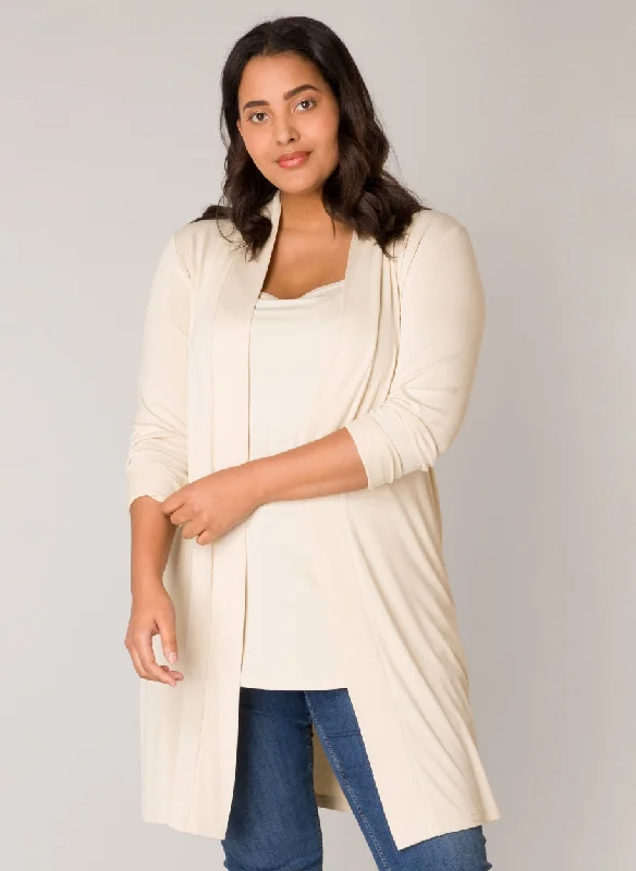 basic cardigan ayla lang in beige Cotton Fabric Linen Fabric Terry Fabric