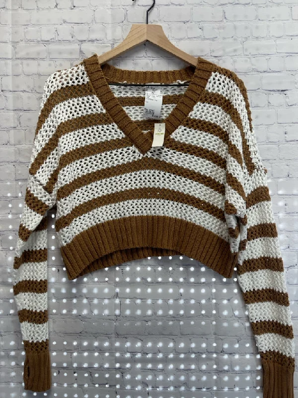 Size Small Ladies Brown Stripe Aerie Sweater Rayon Fabric Velvet Fabric Corduroy Fabric Size Small Ladies Brown Stripe Aerie Sweater Rayon Fabric Velvet Fabric Corduroy Fabric