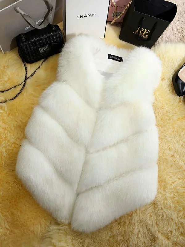 Faux Fur Sleeveless Vest Winter Thick Coats Women 2022 New Fashion Quilted Jacket Anorak Windbreaker Faux Fur Sleeveless Vest Winter Thick Coats Women 2022 New Fashion Quilted Jacket Anorak Windbreaker