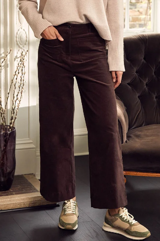 Kendal Cropped Stretch Corduroy Trouser | Chocolate Trousers Travel Practical