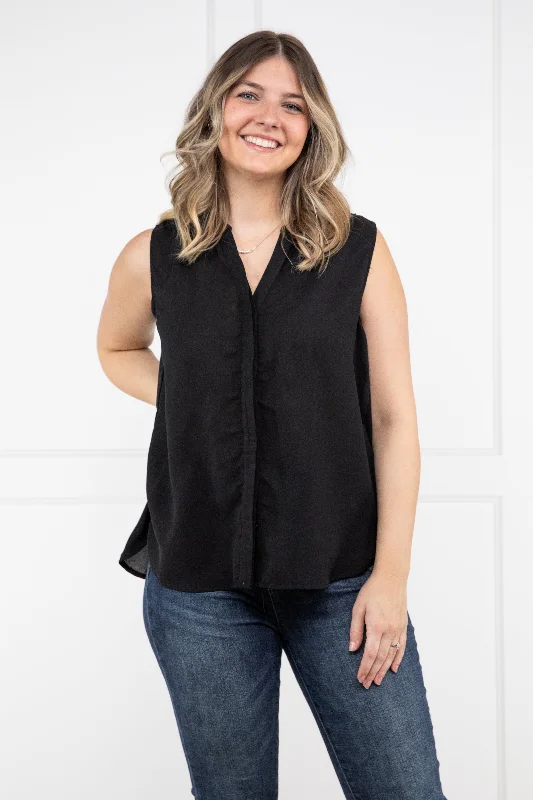 Party Through the Night Women's Button Down Versatile Tank Top low neck tank