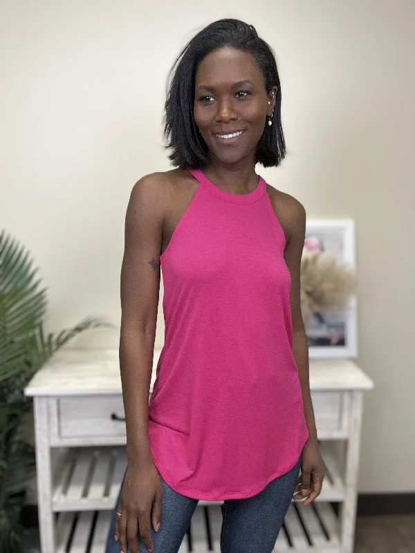 Six Days A Week Women's Halter Neck Flare Tank Top halter tank top