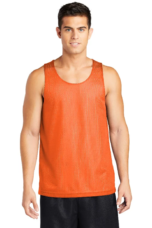 Sport-Tek Mens Reversible Mesh Moisture Wicking Tank Top - Deep Orange - Closeout modal blend tank