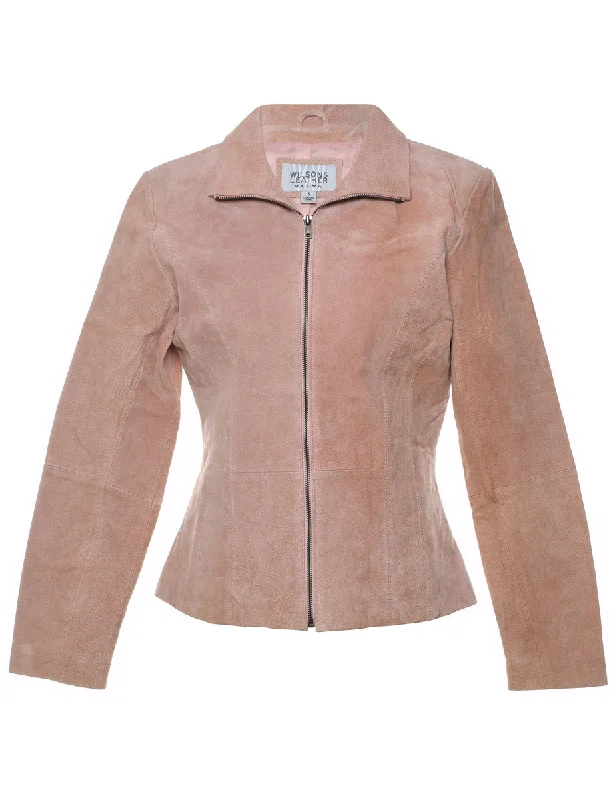 Light Pink Suede 1990s Jacket - S Rayon Fabric Velvet Fabric Corduroy Fabric