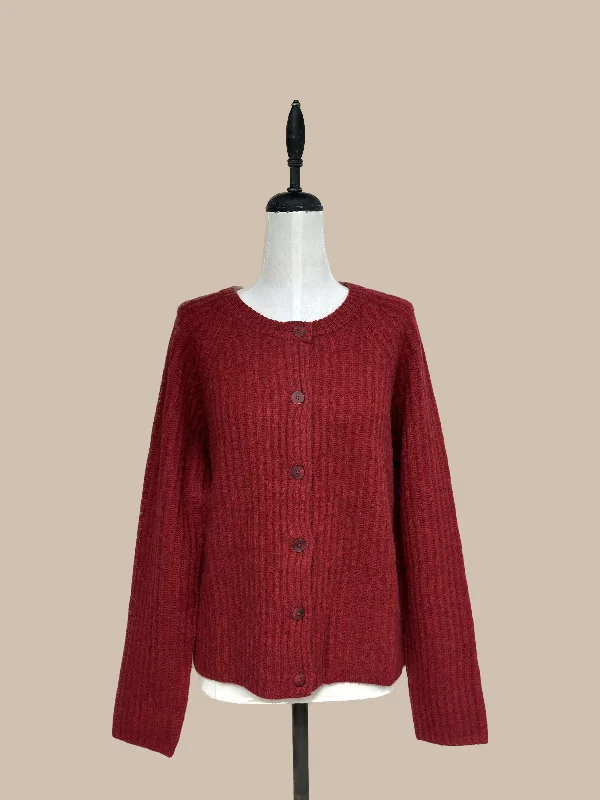 Zaha Yak Cardigan - Dark Red Soft Cozy Warm