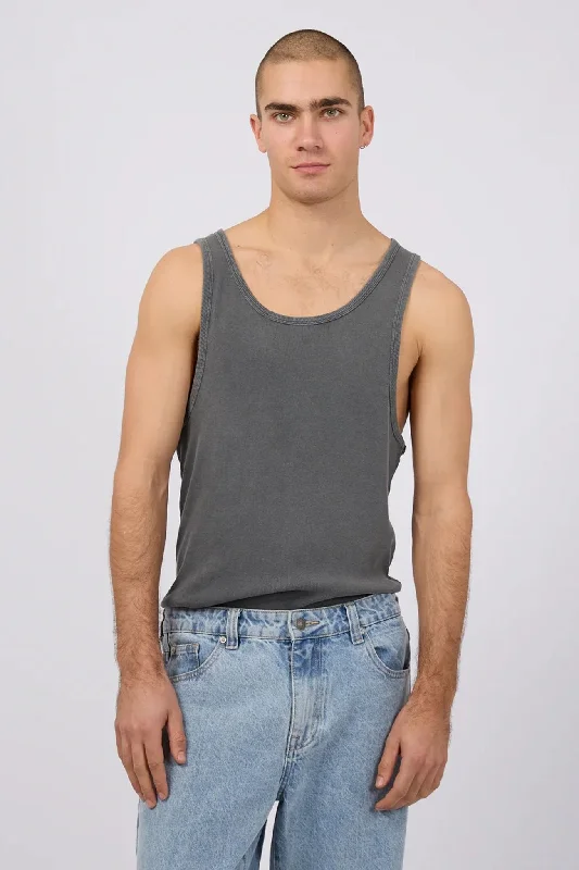 Rib Tank Coal scoop neck tank