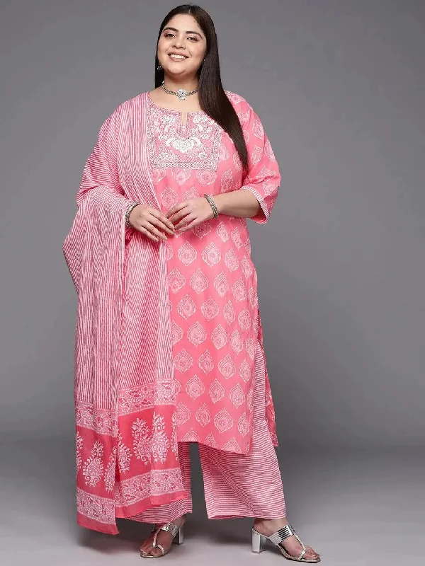 Plus Size Coral Yoke Design Cotton Straight Kurta With Trousers & Dupatta Trousers Top Rated Plus Size Coral Yoke Design Cotton Straight Kurta With Trousers & Dupatta Trousers Top Rated