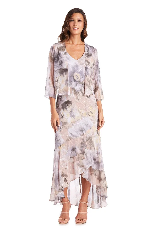 R&M Richards 7736P High Low Petite Jacket Dress Satin Jacket Silk Jacket Chiffon Jacket
