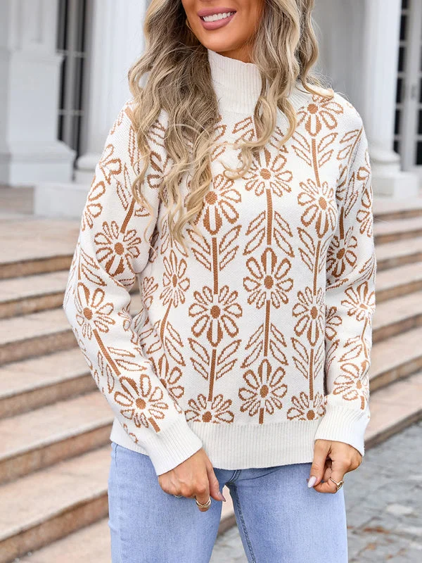 Blue Zone Planet | High Collar Floral Long Sleeve Sweater Open Front Closed Front Wrap Front Blue Zone Planet | High Collar Floral Long Sleeve Sweater Open Front Closed Front Wrap Front