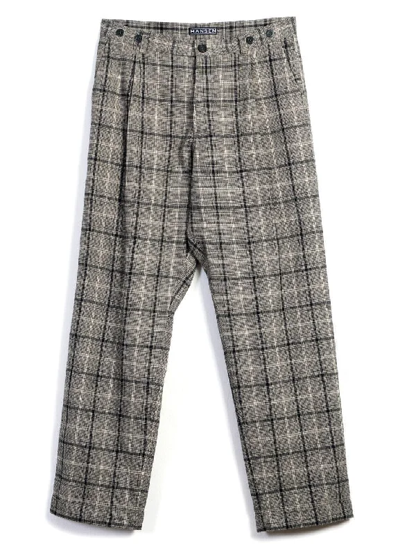 SUNE | Pleated Wide Cut Trousers | Check 1 Wide Leg Loose Fit Mid Waist