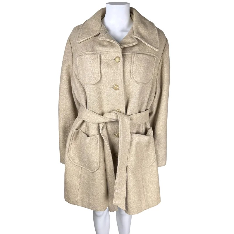 Vintage 1960s Wool Coat by Niccolini Mona Lisa Ladies Size L Mesh Canvas Denim