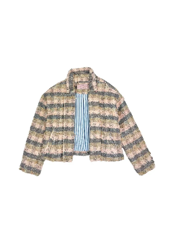 Cropped Blazer - Iridescent Tweed Women's Stripe Blazer