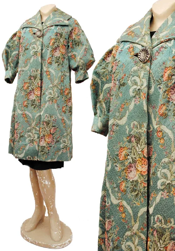1960s Vintage Tapestry Coat • Swing Coat • Opera Coat Off-the-Shoulder Jacket Double-Breasted Coat Single-Breasted Coat 1960s Vintage Tapestry Coat • Swing Coat • Opera Coat Off-the-Shoulder Jacket Double-Breasted Coat Single-Breasted Coat