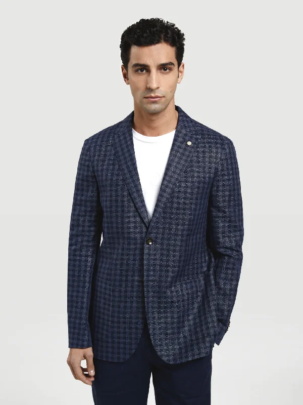 Unstructured Checks Linen Blend Blazer Fashion Women's Blazer