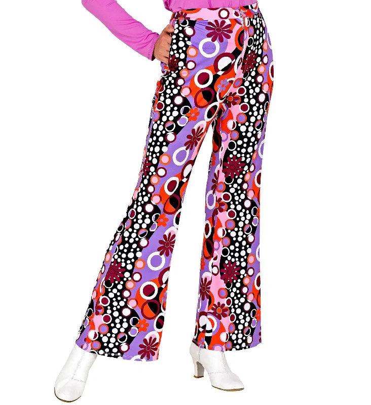 Retro 70's Disco Trousers Ladies High Waist Slim Fit Ankle Length