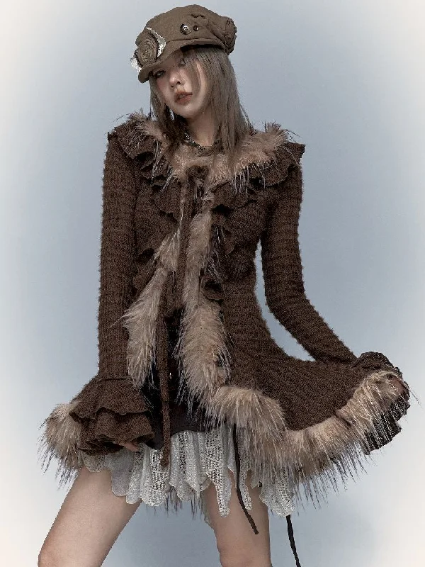Tied Hair Patchwork Cardigan Jacket【s0000005011】 Long Cardigan Short Cardigan Medium Cardigan