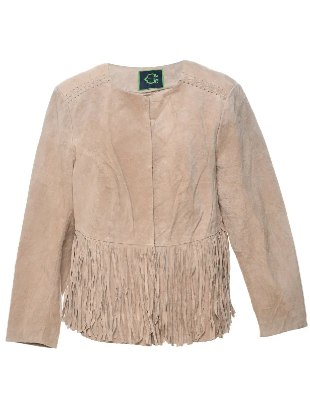 Light Brown Suede Fringed Jacket - M Wool Jacket Cashmere Jacket Tweed Jacket