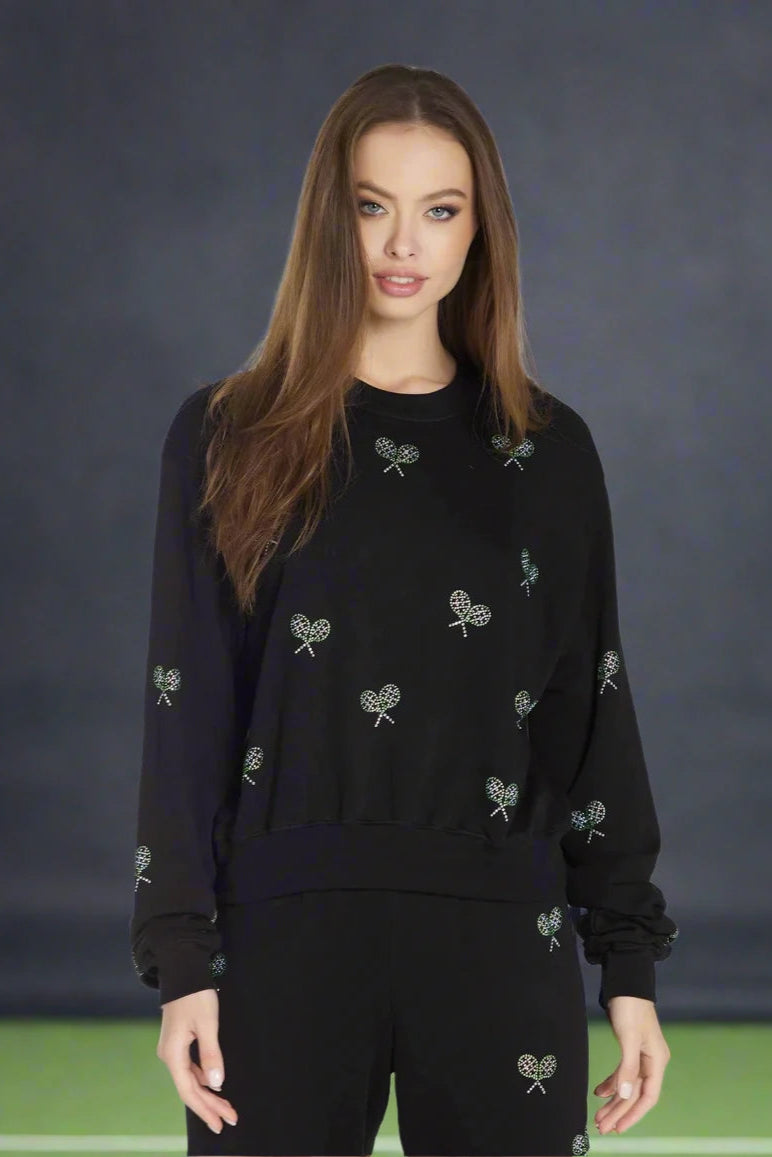 Lauren Moshi Spalding Moshi Tennis Club Sweater Solid Color Striped Floral Print