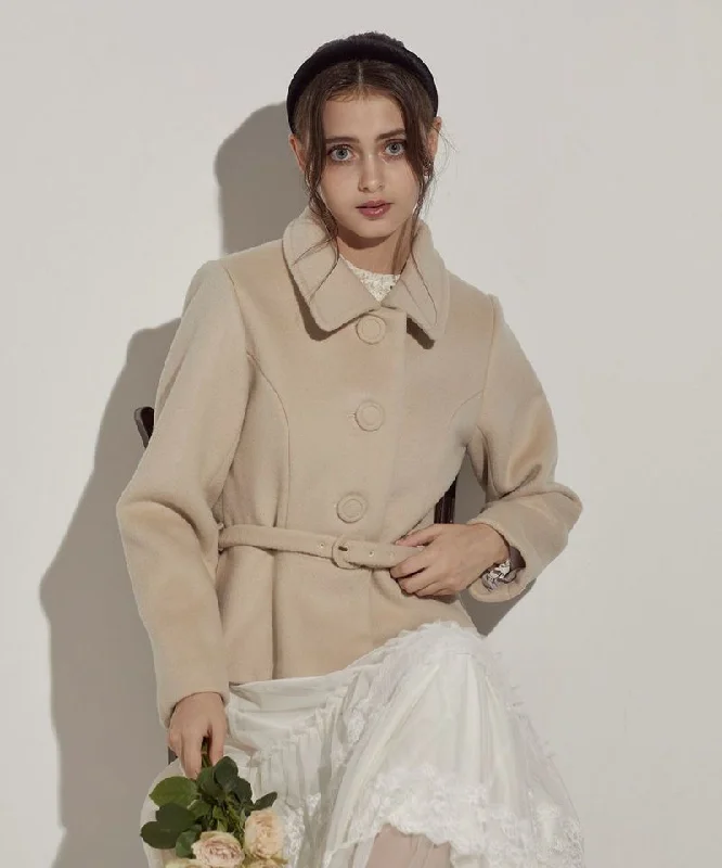 Peplum Short Coat / an another angelus [51BD03j006]. Turtleneck Jacket Crew Neck Jacket V-Neck Jacket