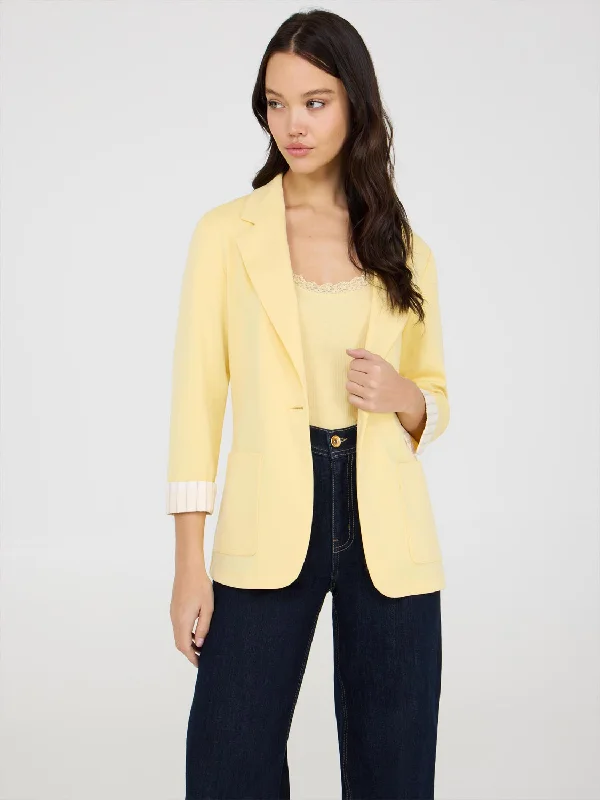 Striped Cuff Single-Breasted Blazer Winter Women's Blazer
