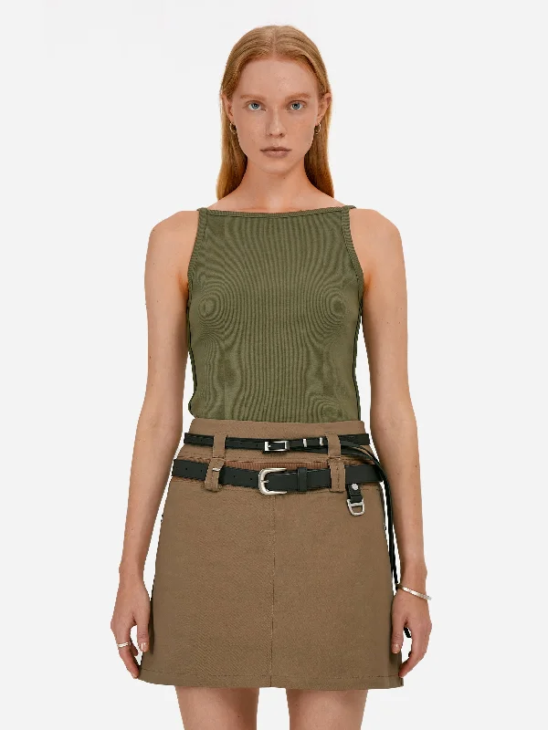007 - Straight Cut Tank Top beige tank top