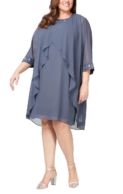 SL Fashions 9470668 Plus Size Jacket Cocktail Dress Front Pockets Side Pockets Patch Pockets