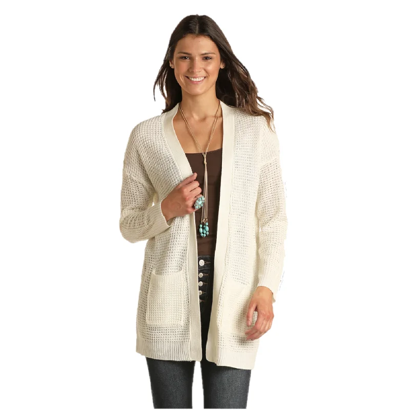 Panhandle® Ladies Waffle Knit Cream Sweater Cardigan J8-1340-10 Nylon Fabric Polyester Fabric Spandex Fabric Panhandle® Ladies Waffle Knit Cream Sweater Cardigan J8-1340-10 Nylon Fabric Polyester Fabric Spandex Fabric
