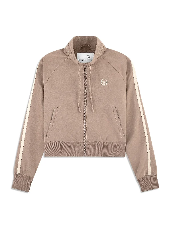 Pippa Track Jacket- Taupe Grey Cardigan Sweater Pullover