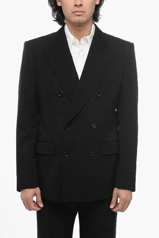 Dolce & Gabbana Wool Blend Double-Breasted Blazer With Peak lapel Spring Women's Coat