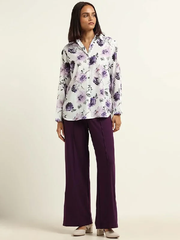 Wardrobe Plain Purple Trousers Trousers Striped Patterned
