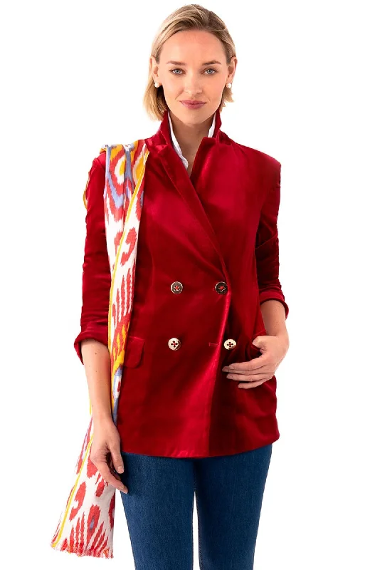 Gretchen Scott Womens Chic Blazer In Crimson Posh Velvet JKCBPV FW19 Women's Custom Suit Gretchen Scott Womens Chic Blazer In Crimson Posh Velvet JKCBPV FW19 Women's Custom Suit