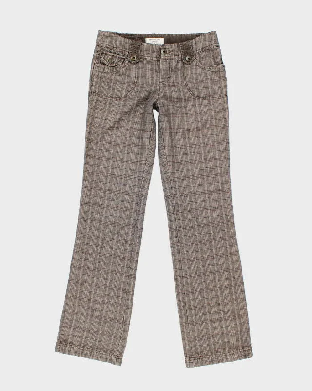 Y2k 00s Esprit Brown Checked Trousers - W28 L31 Trousers Velvet Soft