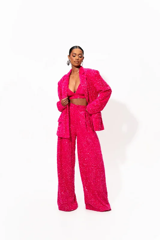 LIZA Sequin Blazer in FUCHSIA Women's Vacation Suit