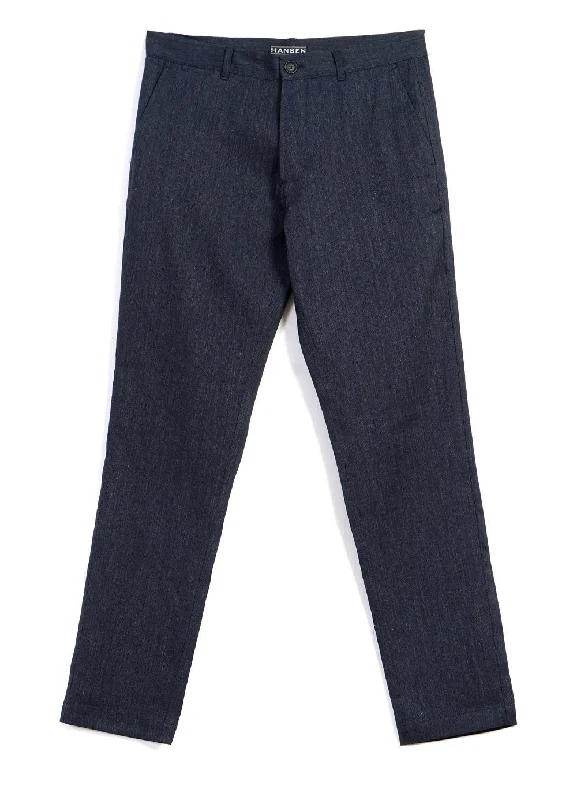 FRED | Regular Fit Trousers | Navy Melange Trousers chic elegant