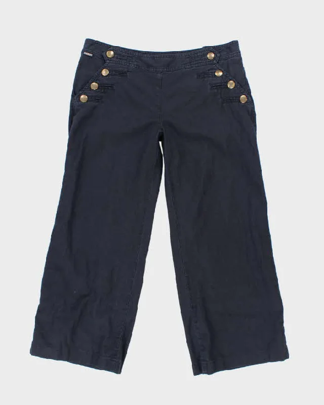 Burberry Navy Linen Trousers - W36 L27 Trousers High Rise Slim Fit