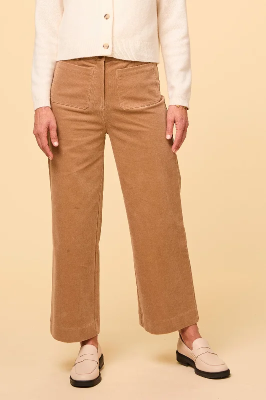Kendal Cropped Stretch Corduroy Trouser | Camel Trousers Yoga Stretchy