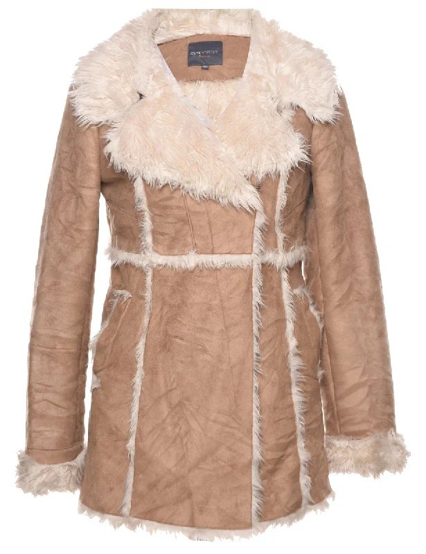 Light Brown Shearling Suede Jacket - M Fitted Jacket Loose Jacket Oversized Jacket