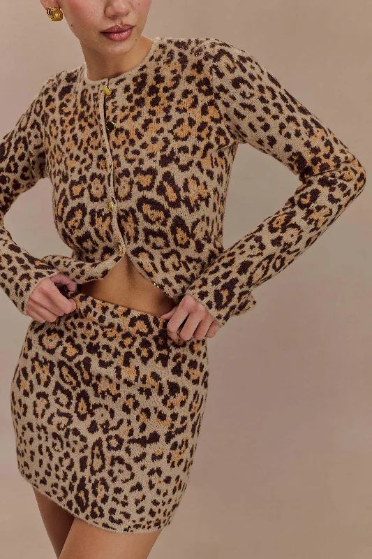 Marissa Knit Cardigan - Leopard Print Machine Wash Dry Clean Hand Wash
