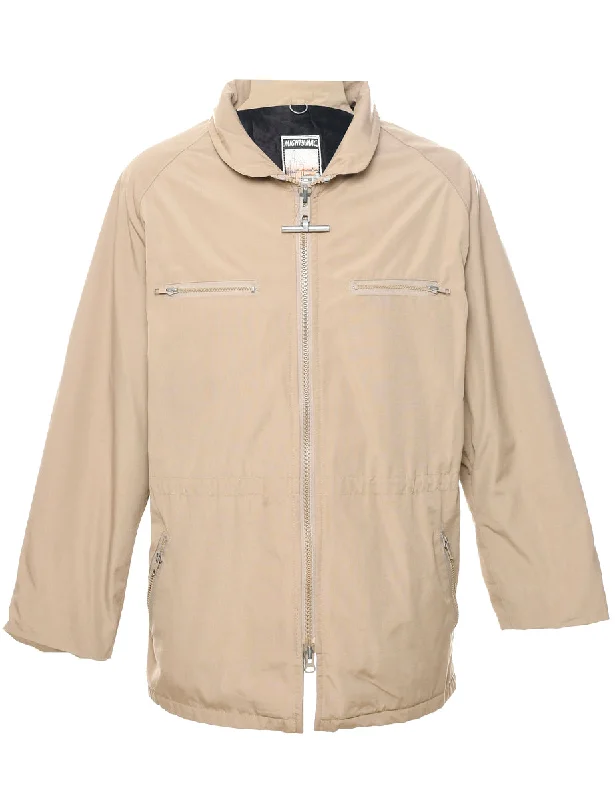 Light Brown Jacket - L Satin Fabric Silk Fabric Chiffon Fabric
